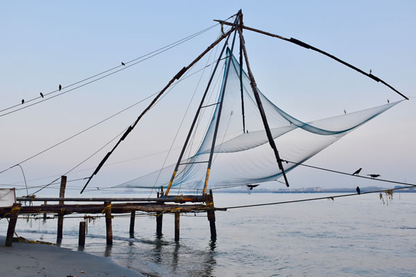马拉巴尔海岸的中国渔网