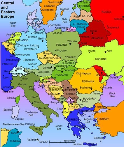 中欧和东欧地图