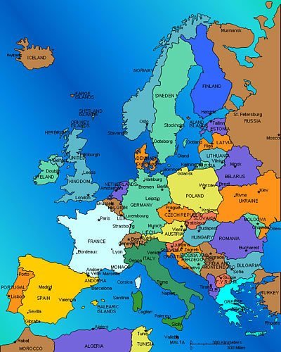 欧洲地图:实习