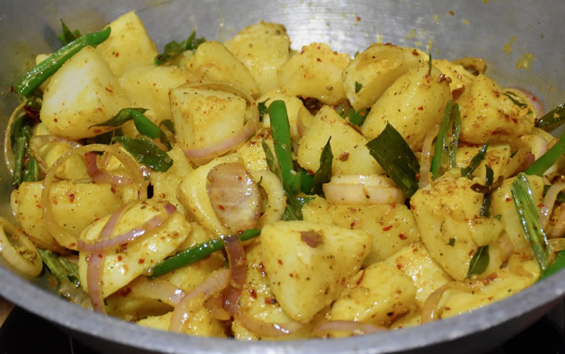 斯里兰卡制造的典型土豆咖喱