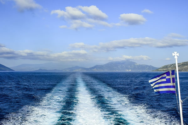 希腊渡轮上的风景