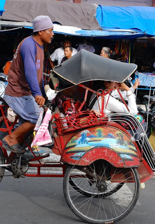 A becak or pedicab
