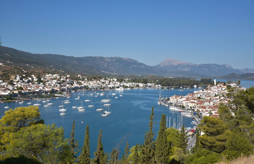俯瞰Poros, Galatas和Saronic海湾