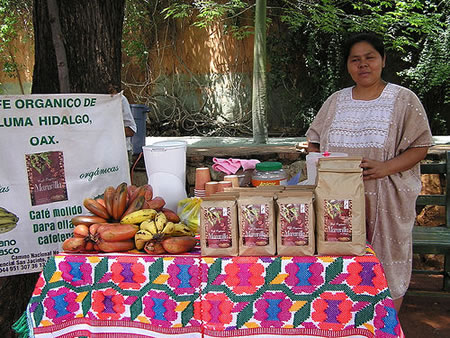 墨西哥瓦哈卡市场的咖啡售货员