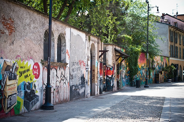 意大利米兰圣十字区的Grafitti