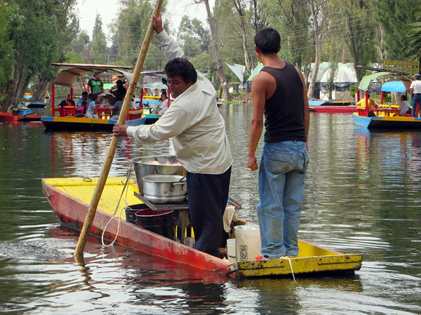 墨西哥城的Xochimilco浮动花园保持当地工作