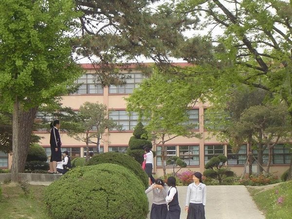 韩国公立学校的学生们正在休息